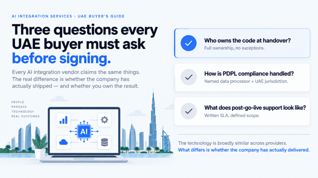 AI integration services for UAE businesses — connecting AI tools to existing systems