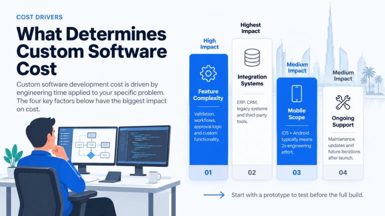 Custom software development cost breakdown for Dubai businesses